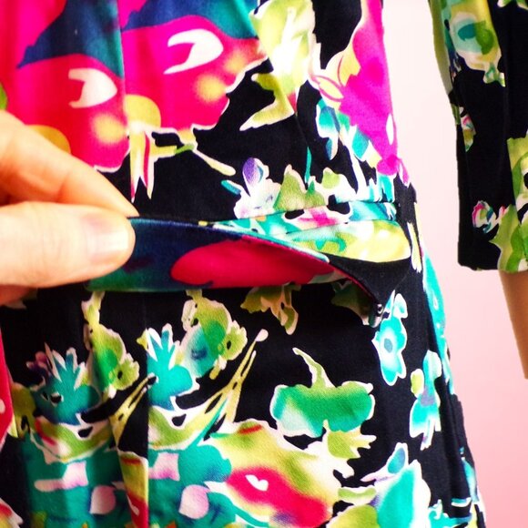 NOTATIONS PETITE size PM multicolor floral 3/4-sleeve blazer cotton/spandex - Picture 12 of 16